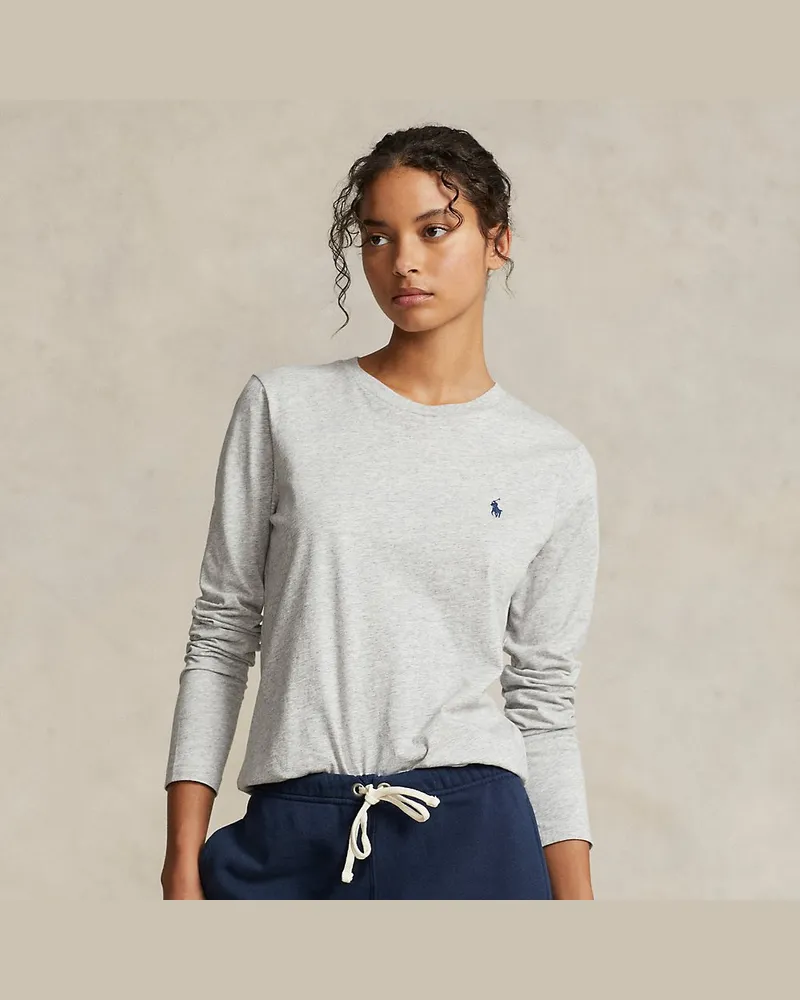 Ralph Lauren Langärmliges Rundhals-T-Shirt aus Jersey Grey