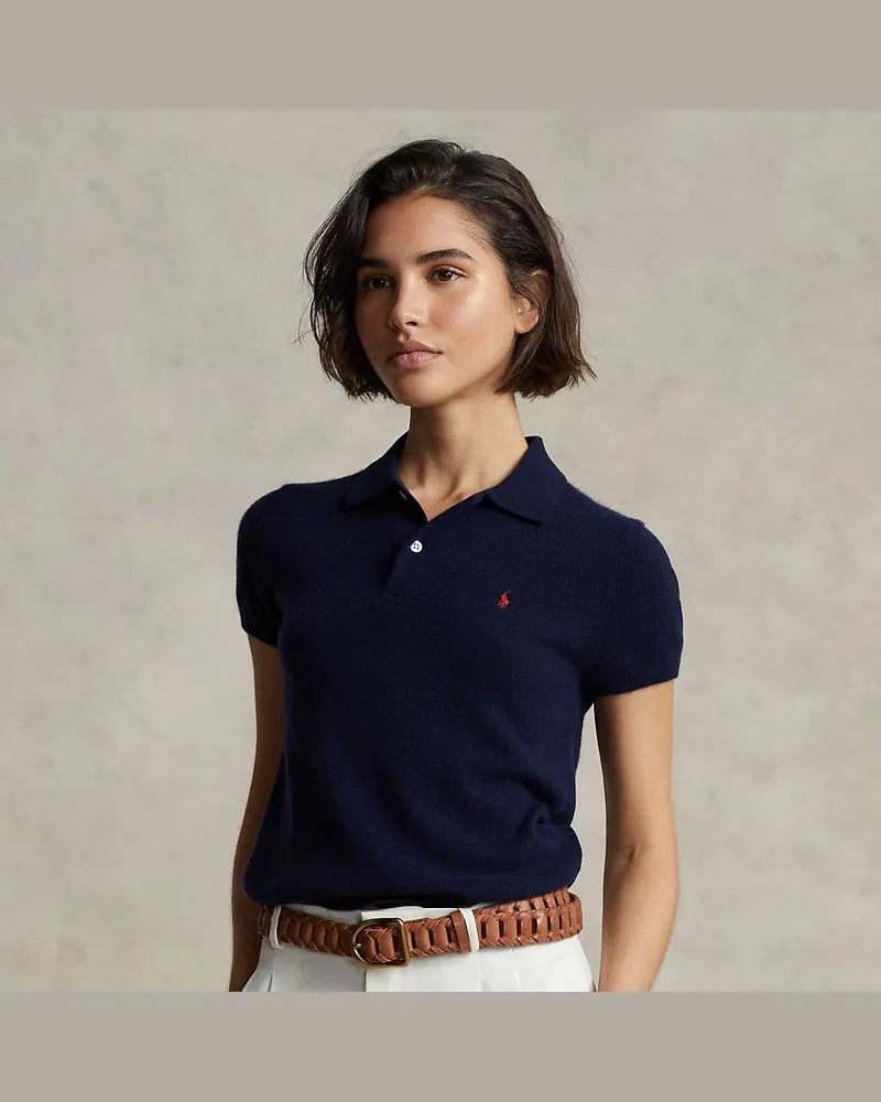 Ralph Lauren Slim-Fit Poloshirt aus Kaschmir Blue