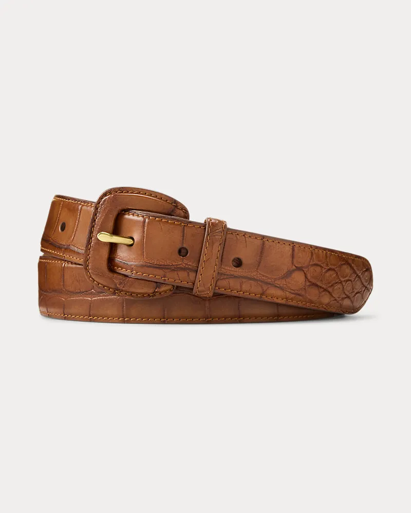Ralph Lauren Gürtel aus poliertem Alligatorleder Brown