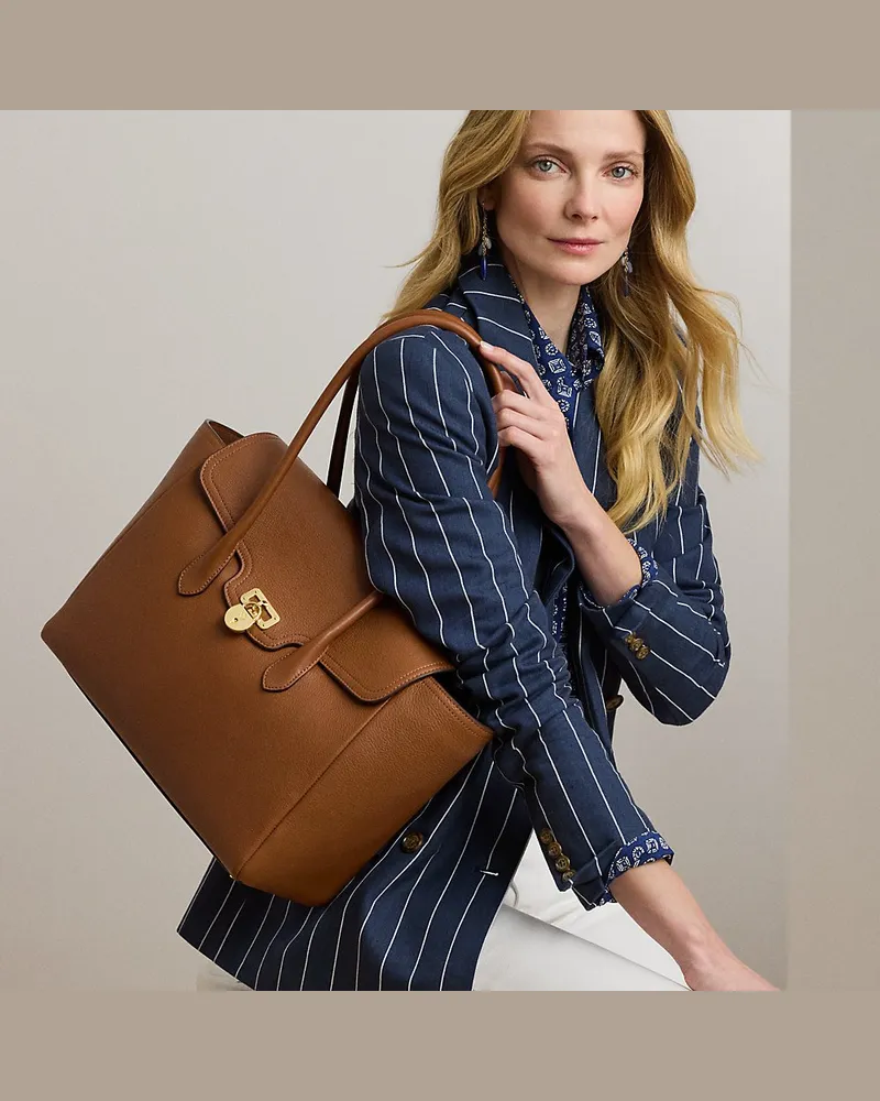 Ralph Lauren Große Lederumhängetasche Tanner Brown