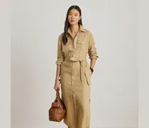 Midi-Hemdkleid aus Leinen mit Gürtel