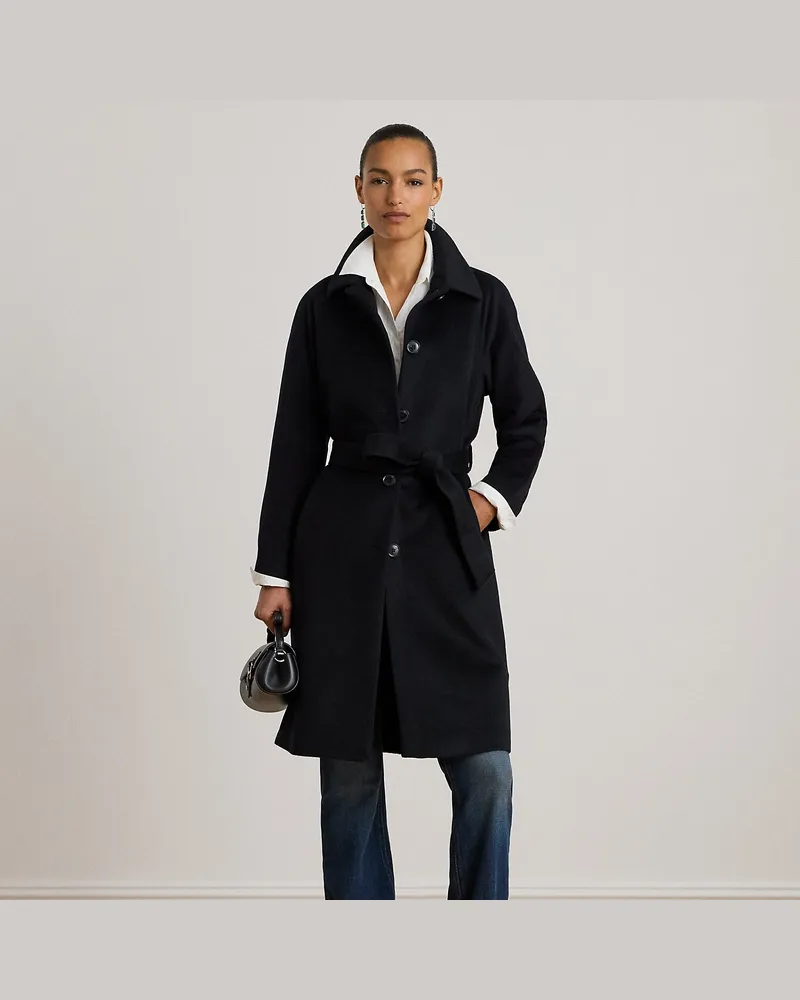Ralph Lauren Mantel aus Wollmischung mit Gürtel Black