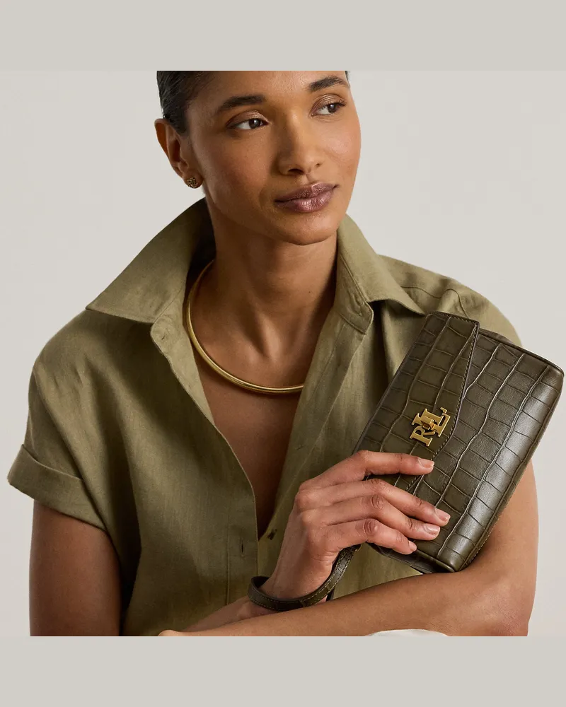 Ralph Lauren Umhängegeldbörse Tanner mit Prägung Green