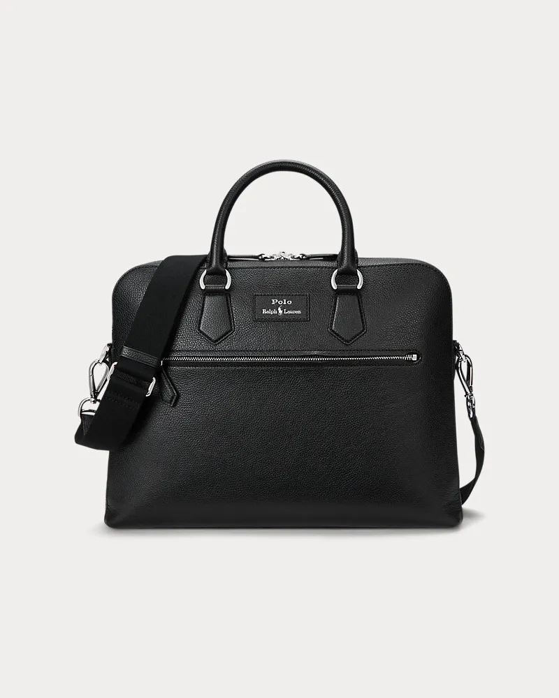 Ralph Lauren Umhängetasche aus Narbenleder Black