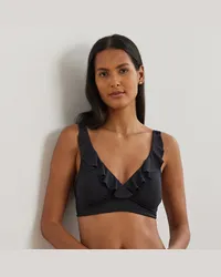 Ralph Lauren Bikinitop mit gerüschtem V-Ausschnitt Black