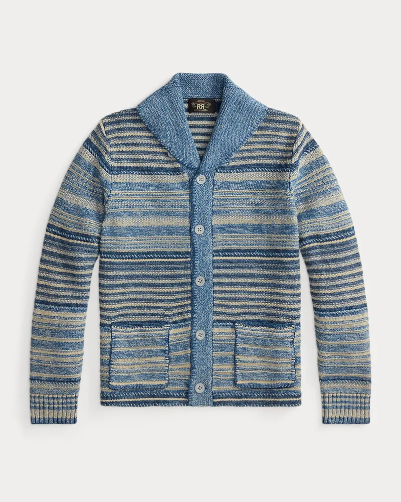 Ralph Lauren Gestreifte Strickjacke in Indigo Blue