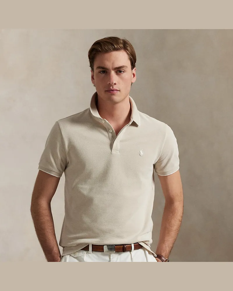 Ralph Lauren Custom-Slim-Fit Oxford-Piqué-Poloshirt Tan