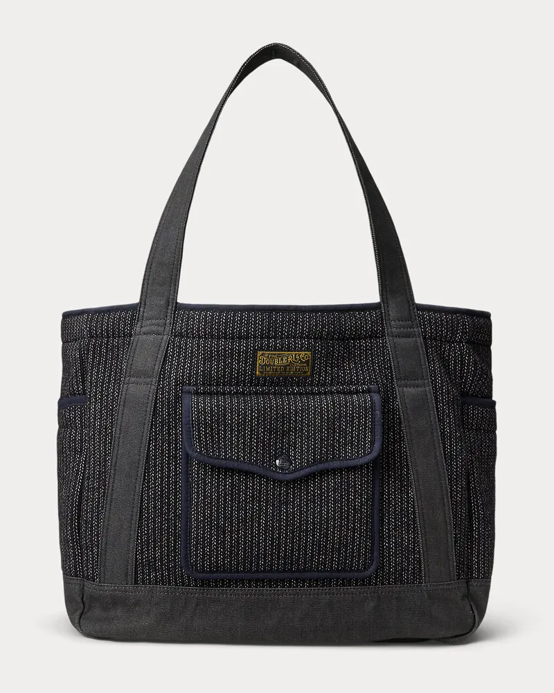 Ralph Lauren Tragetasche aus Wolle und Baumwolle Blue