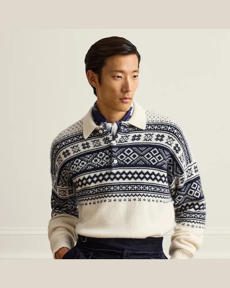 Ralph Lauren Kaschmirpullover mit Polokragen Cream