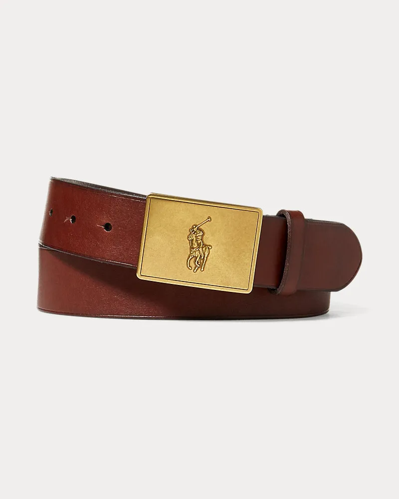Ralph Lauren Ledergürtel mit Ponyschnalle Brown