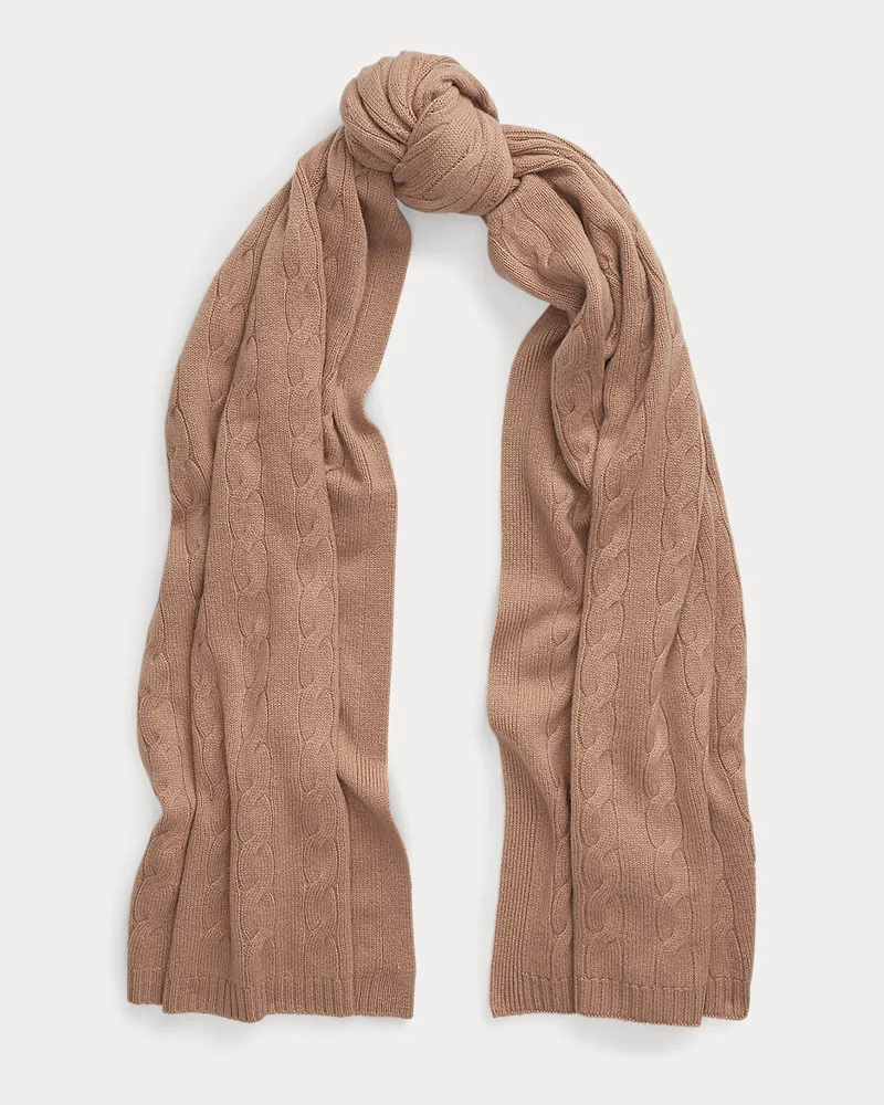 Ralph Lauren Kaschmirschal mit Zopfmuster Tan