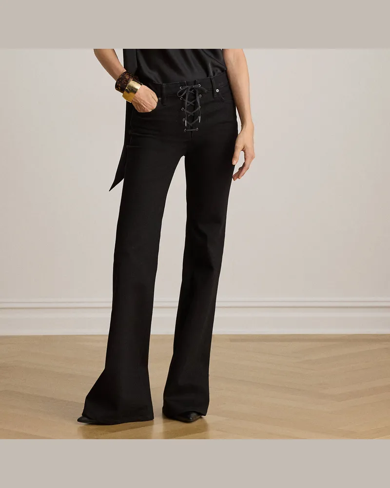 Ralph Lauren Ausgestellte Jeans mit Schnürverschluss Black