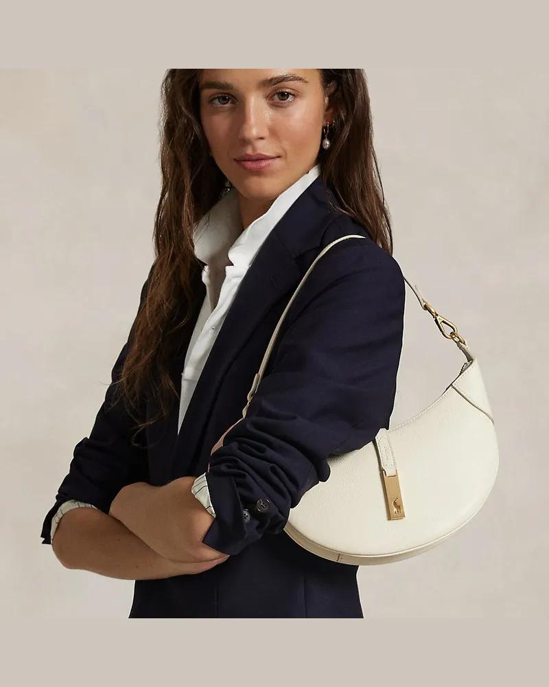 Ralph Lauren Mini-Schultertasche Polo ID aus Leder Cream