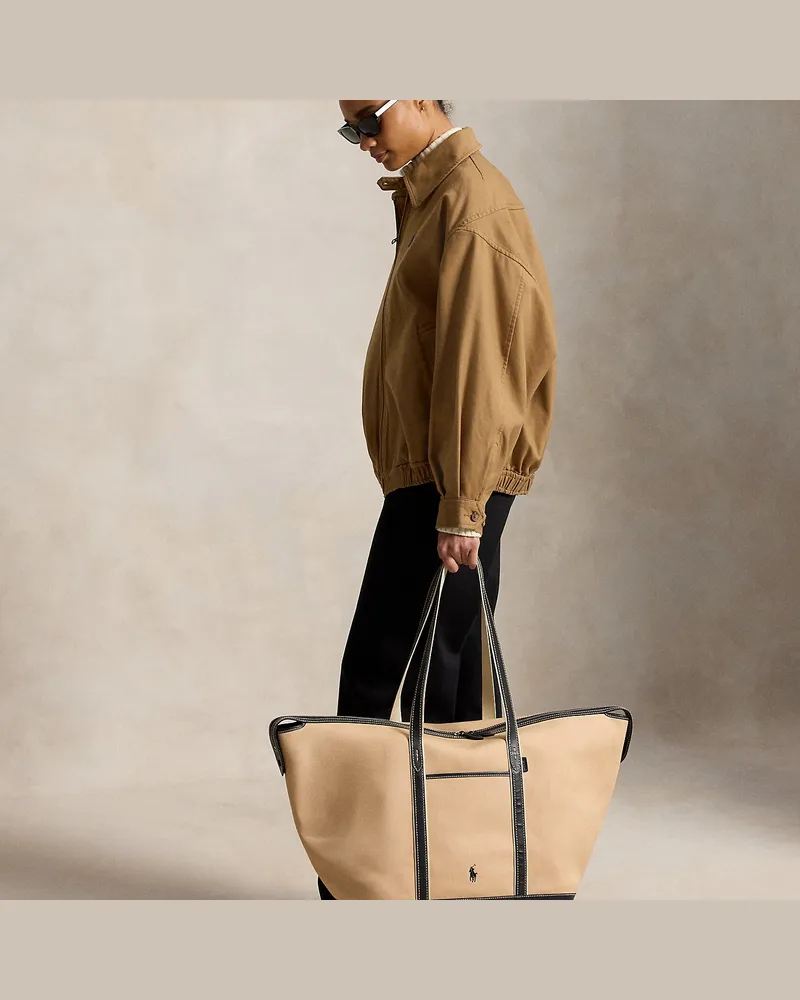 Ralph Lauren Große Shopper-Tragetasche aus Segeltuch White