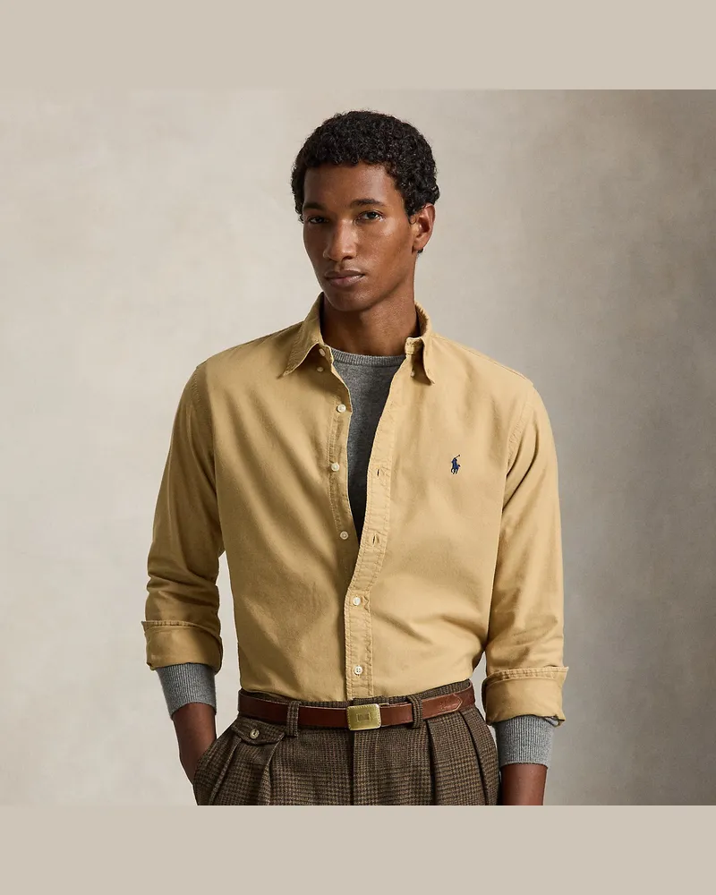 Ralph Lauren Gefärbtes Custom-Fit Oxfordhemd Tan