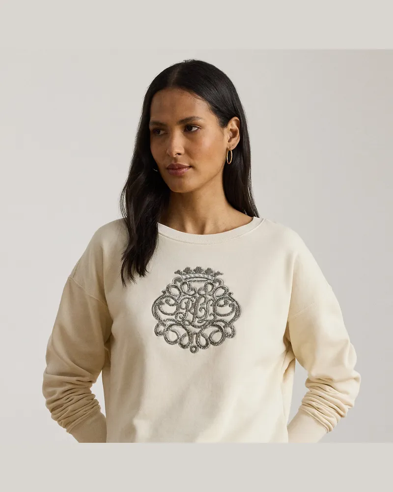 Ralph Lauren Fleece-Pullover mit Perlenwappen Cream