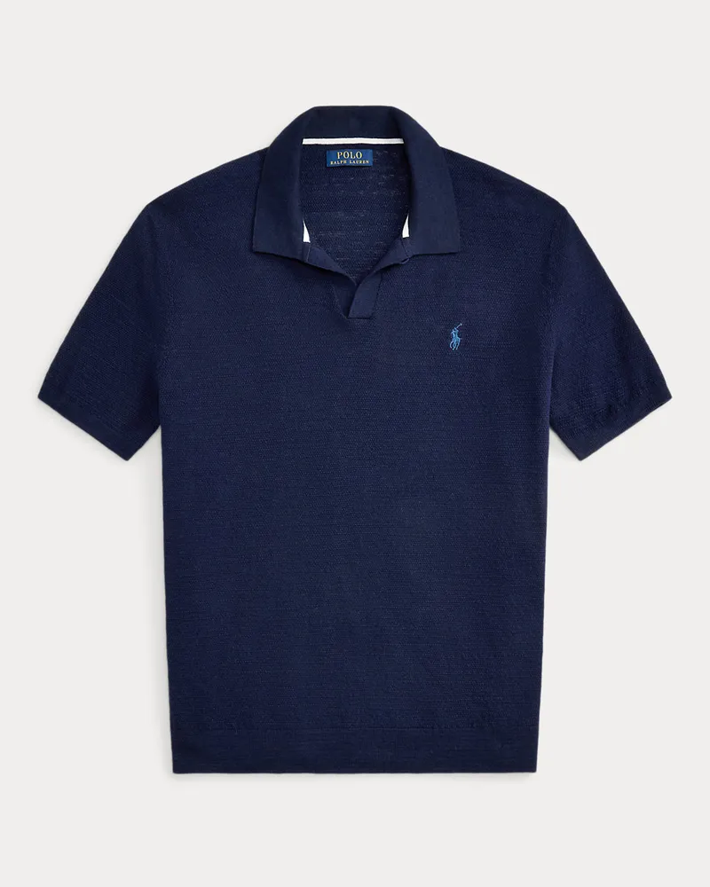 Ralph Lauren Strukturierter Baumwoll-Leinen-Pullover Blue