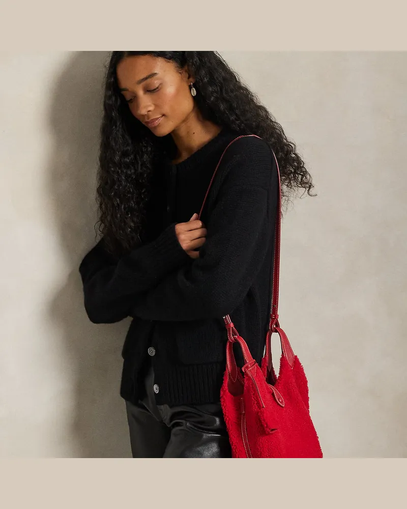 Ralph Lauren Wandelbare Tasche Polo Play aus Lammfell Red