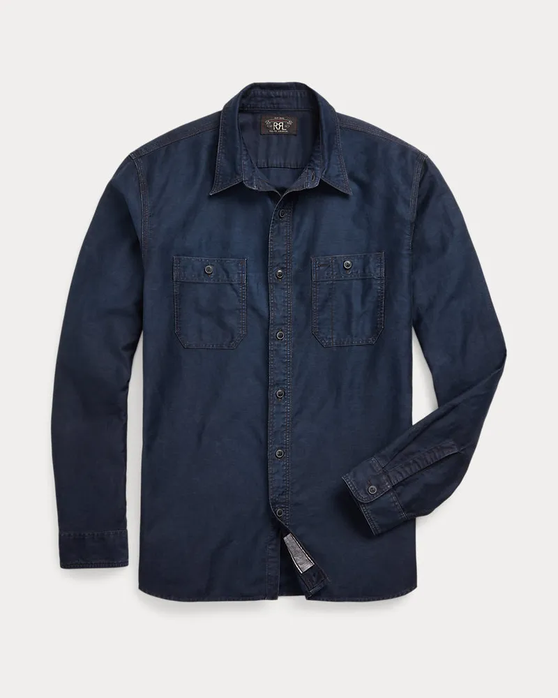 Ralph Lauren Arbeitshemd aus Baumwoll-Leinen-Atlas Blue