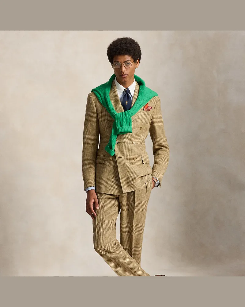 Ralph Lauren Glencheck-Anzughose aus Sommer-Tweed Brown