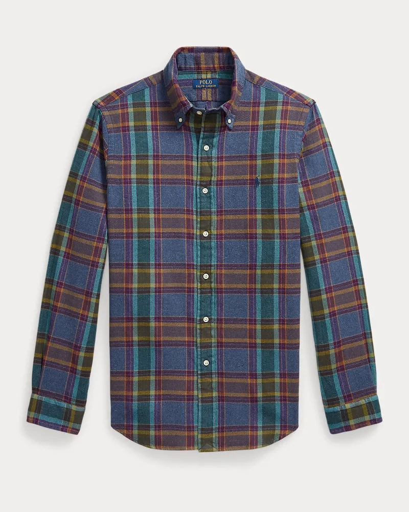Ralph Lauren Kariertes Custom-Fit Flanellhemd Blue