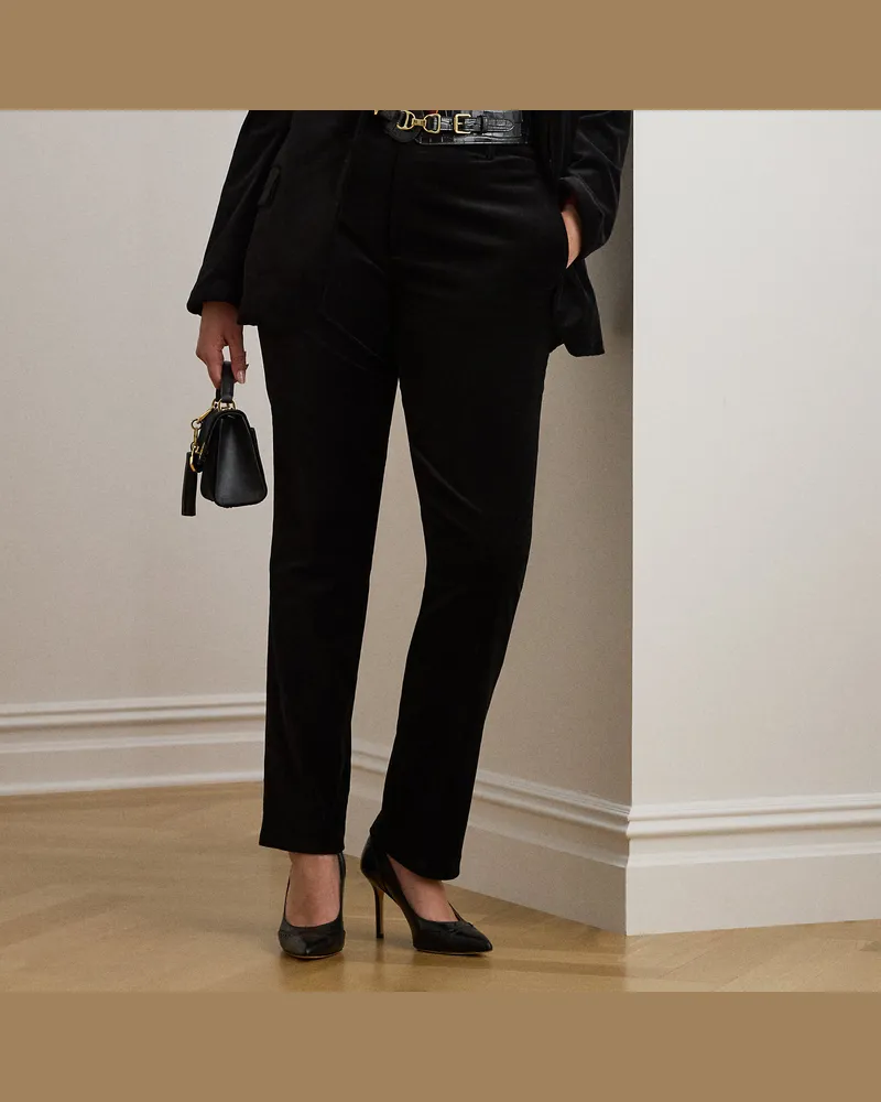 Ralph Lauren Plus Größen - Stretchsamt-Hose in 3/4-Länge Black