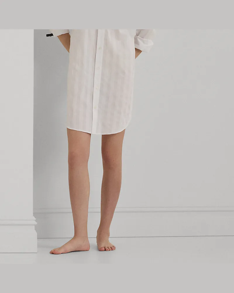 Ralph Lauren Baumwoll-Nachthemd mit Schattenstreifen White