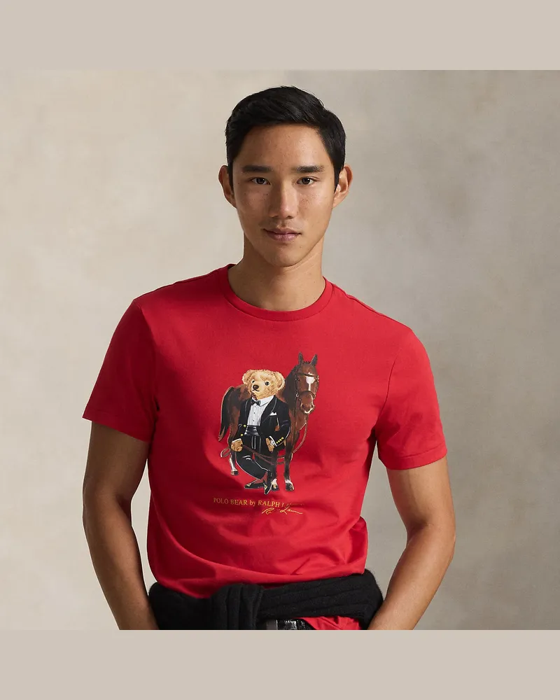 Ralph Lauren Baumwoll-T-Shirt mit Polo Bear Red