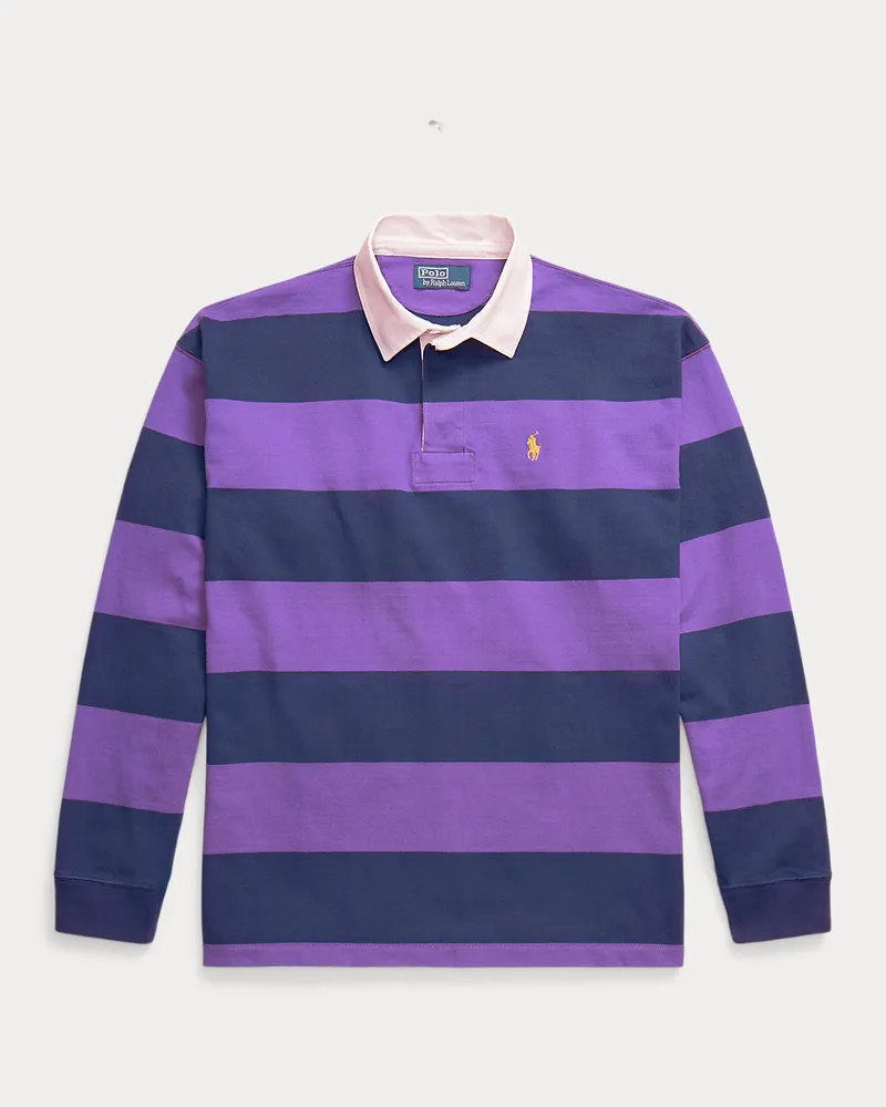 Ralph Lauren Big-Fit Jersey-Rugbyhemd mit Streifen Purple
