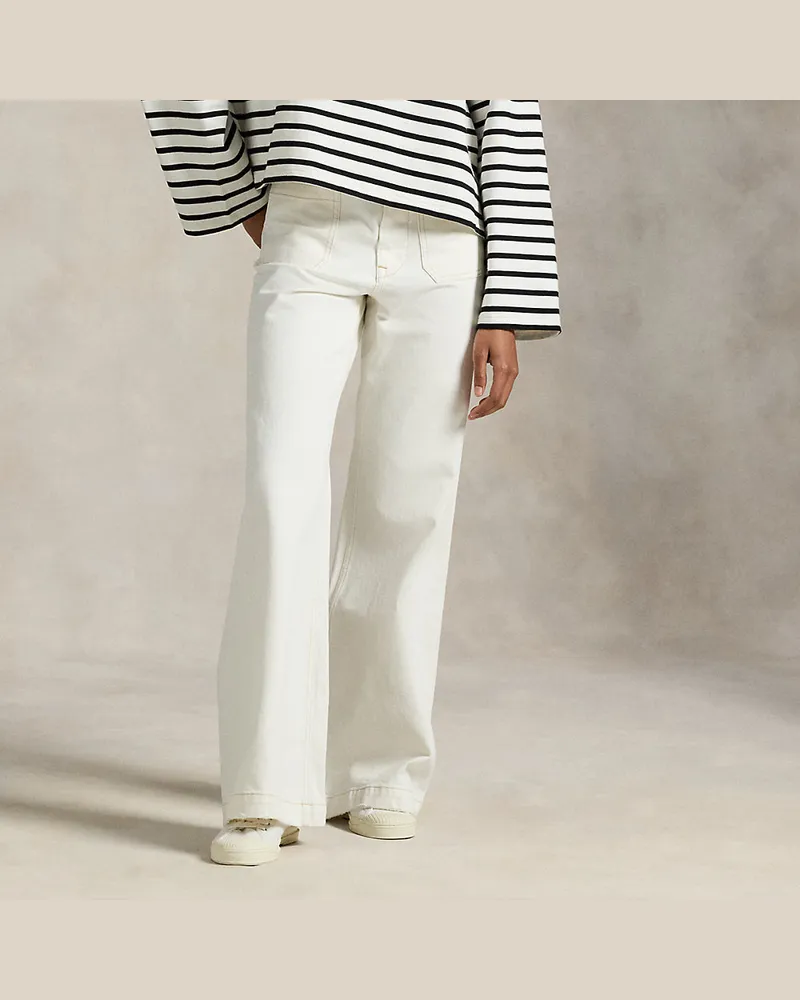 Ralph Lauren Denim-Matrosenhose mit weitem Bein White