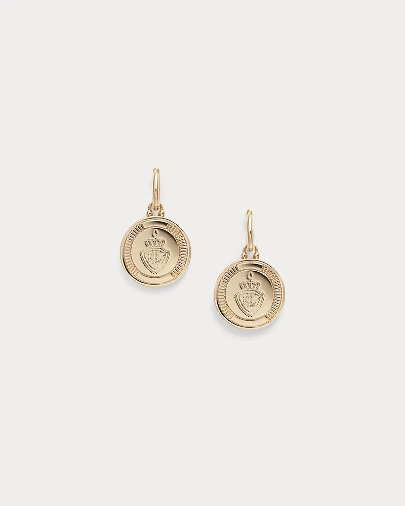 Ralph Lauren Goldfarbene Huggie-Ohrringe mit Wappen Gold