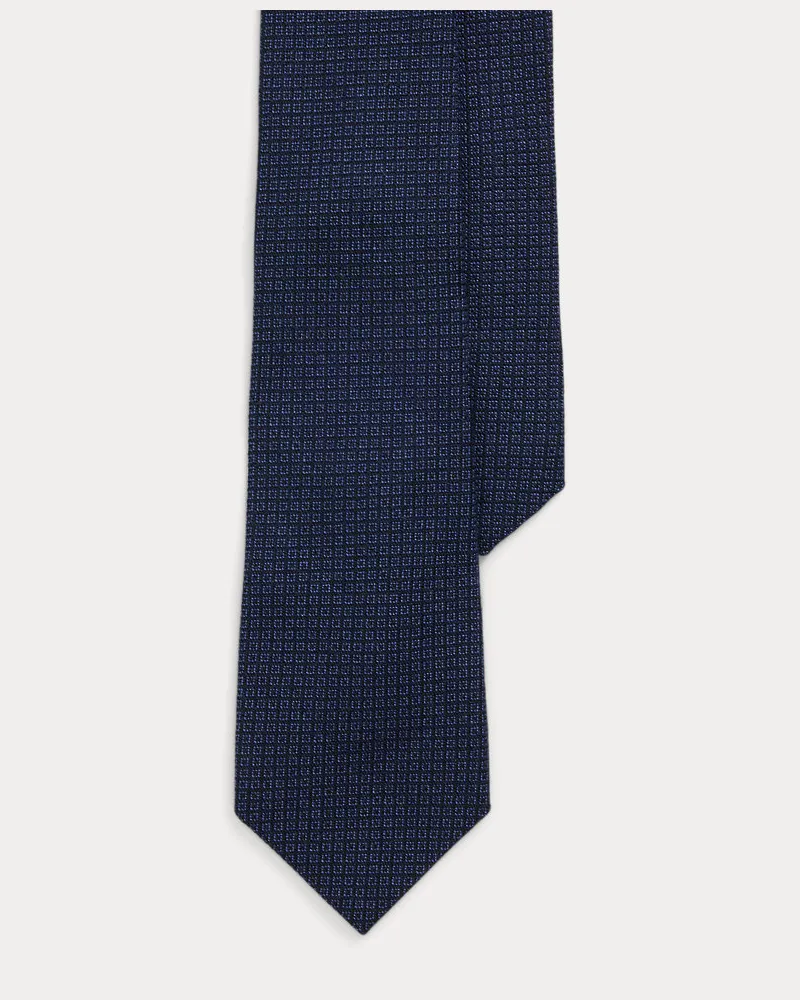 Ralph Lauren Seiden-Kaschmir-Krawatte mit Quadraten Blue