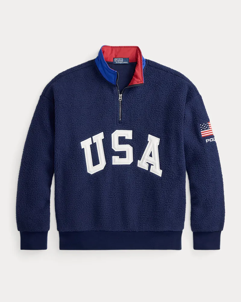 Ralph Lauren Relaxed-Fit Fleece-Pullover mit Flagge Blue