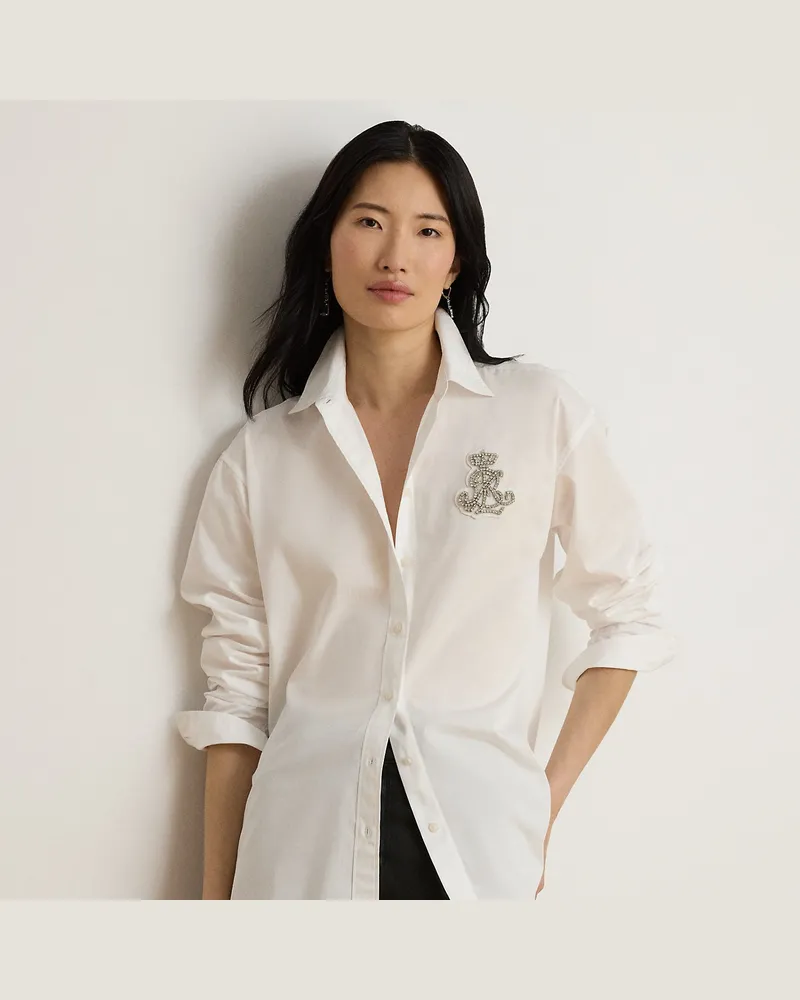 Ralph Lauren Relaxed-Fit Hemd mit Bouillonstickerei White