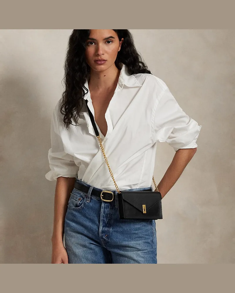 Ralph Lauren Lederbrieftasche Polo ID mit Kette Black
