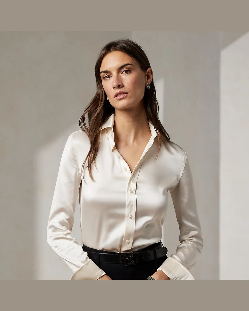 Ralph Lauren Straight-Fit Seidenhemd Cameron White