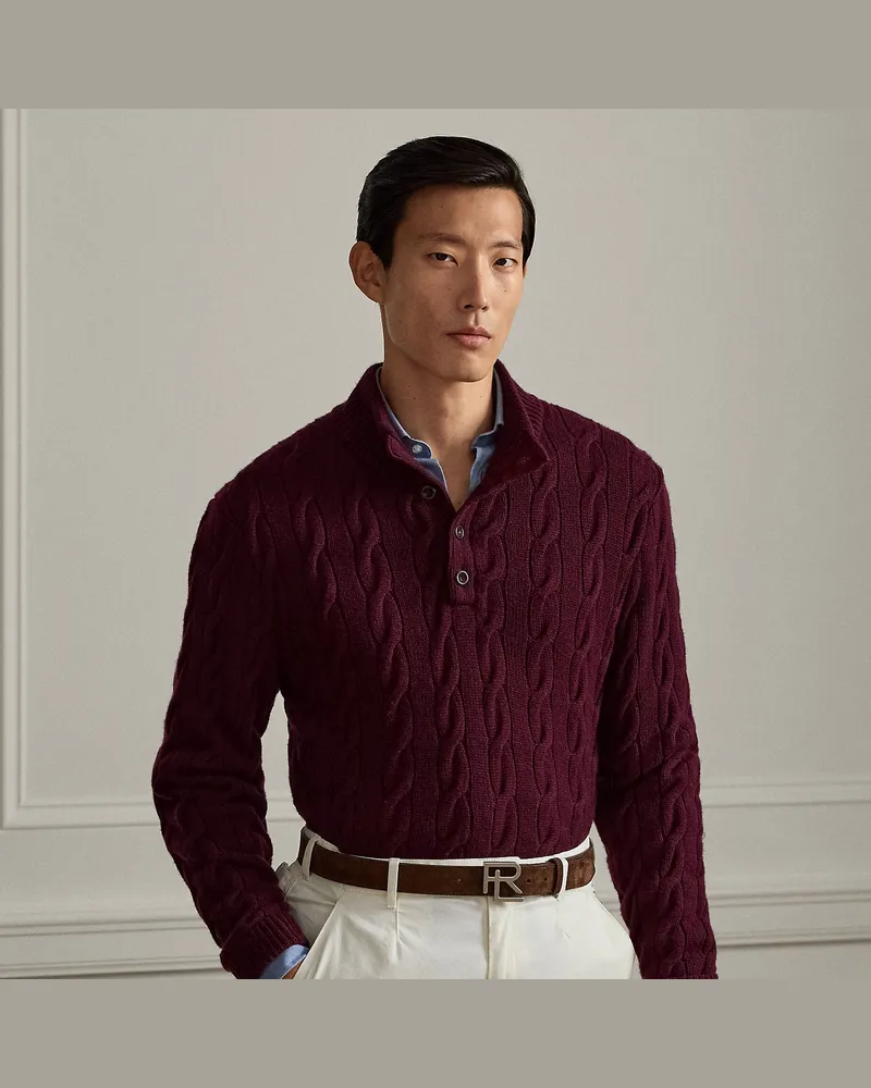 Ralph Lauren Kaschmirpullover mit Zopfmuster Red