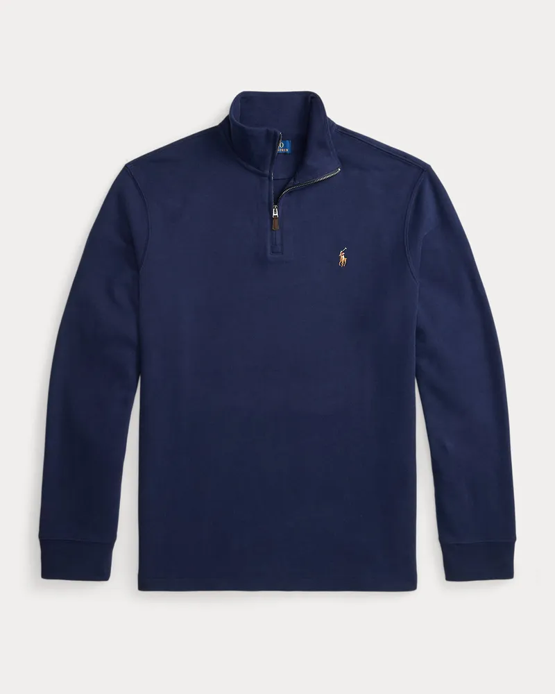 Ralph Lauren Rippenpullover mit Viertelreißverschluss Blue