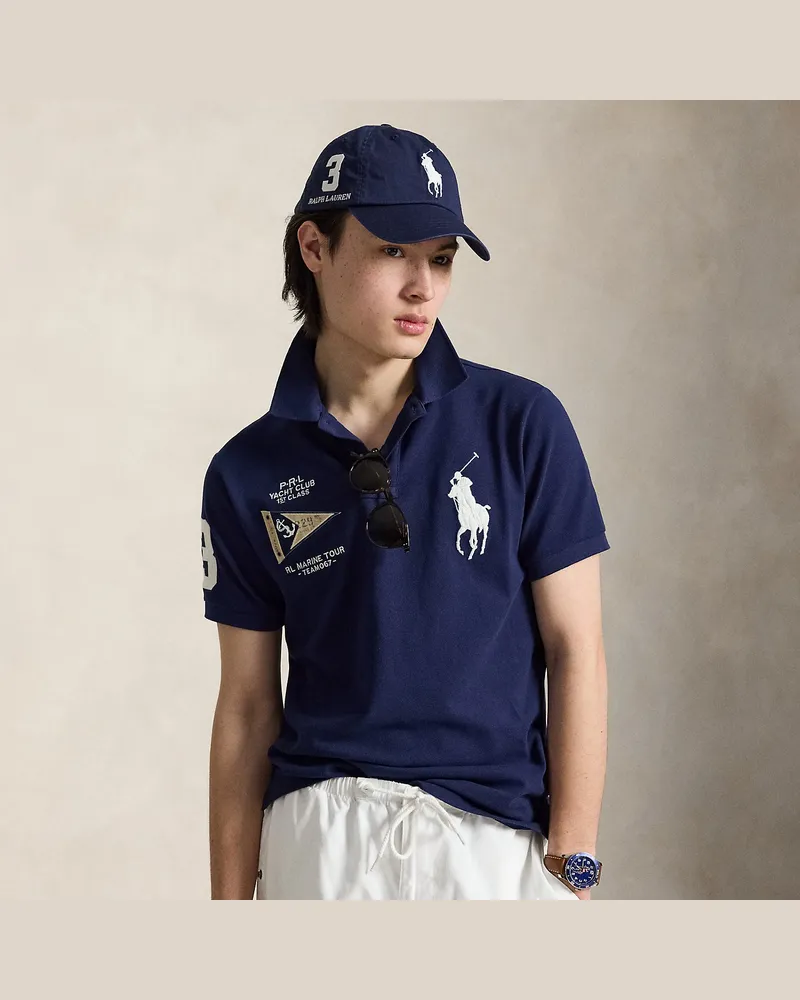 Ralph Lauren Custom-Slim-Fit Poloshirt mit Big Pony Blue