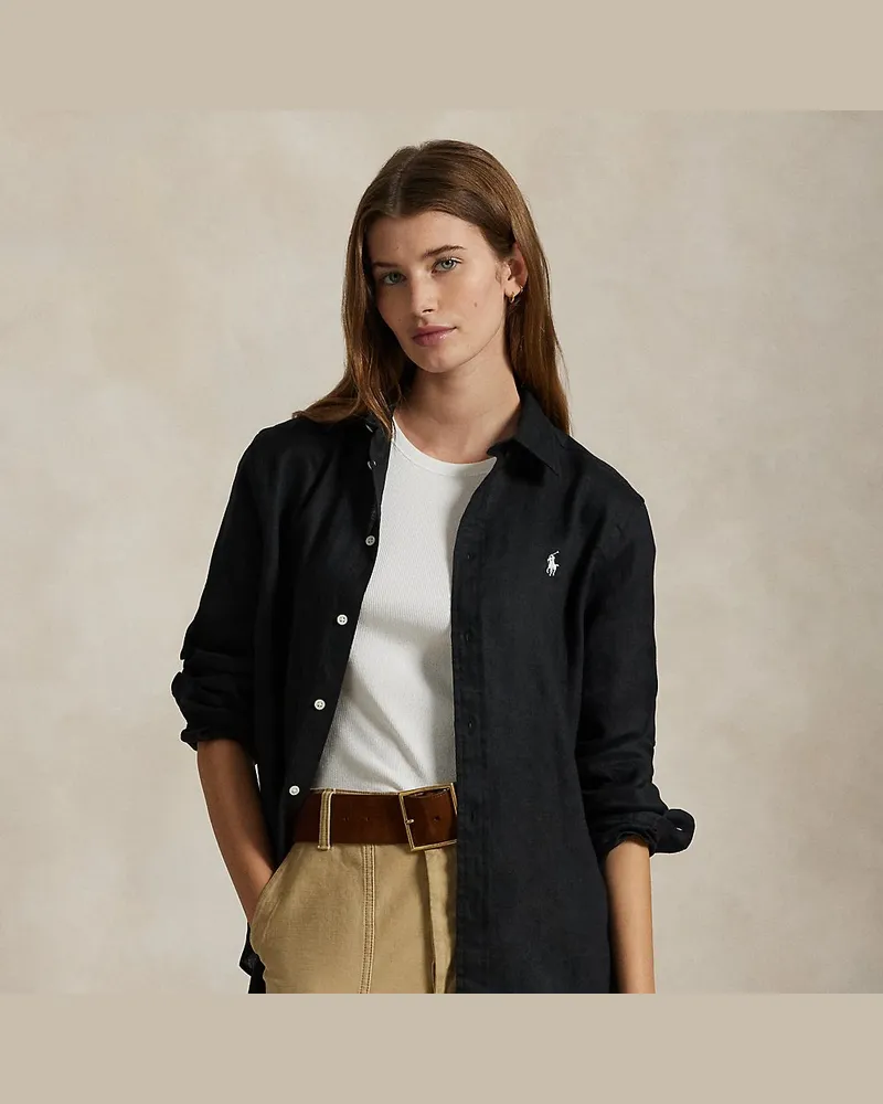 Ralph Lauren Classic-Fit Leinenhemd Black