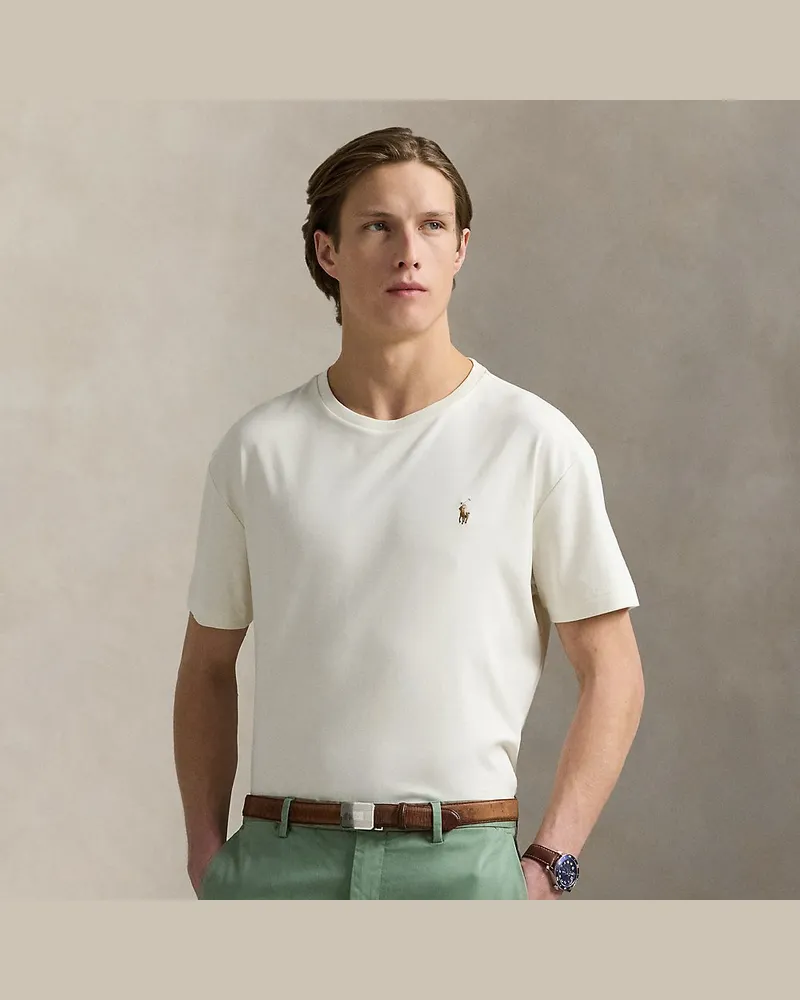Ralph Lauren Weiches Custom-Slim-Fit Baumwoll-T-Shirt Cream