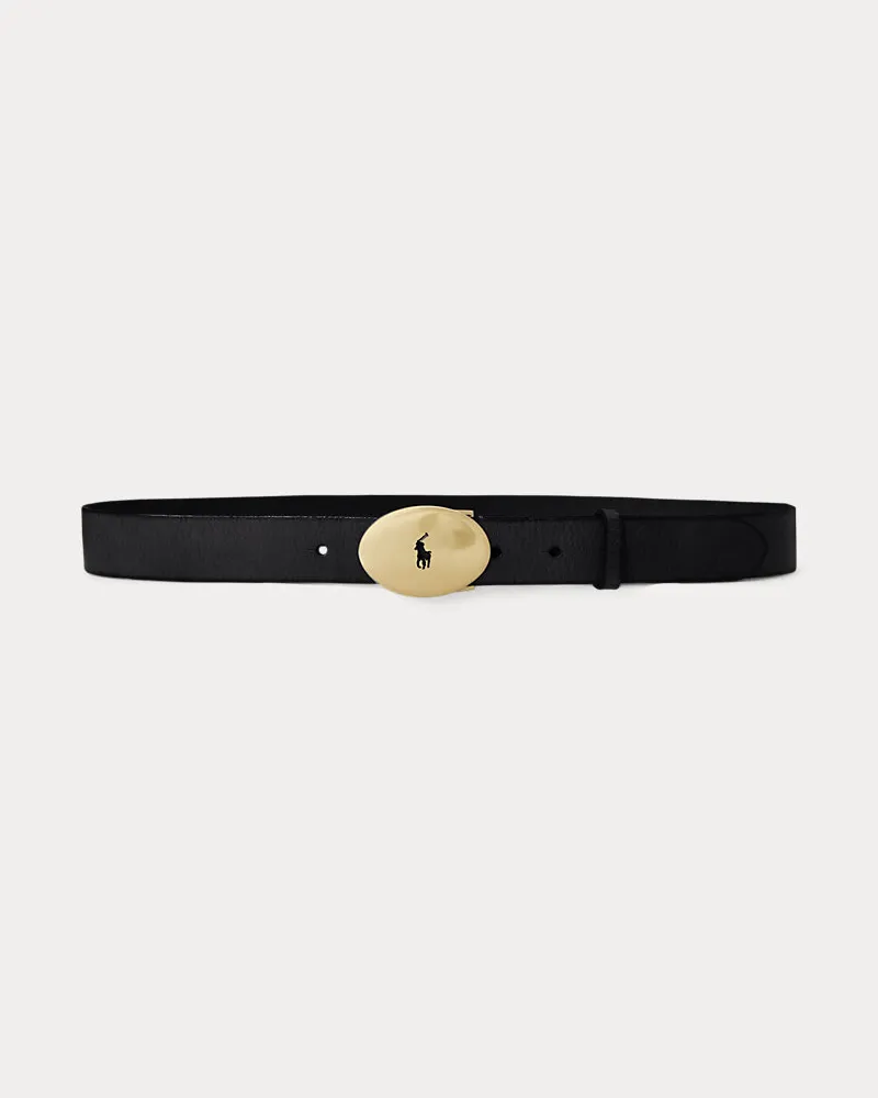 Ralph Lauren Vachetteledergürtel Polo ID mit Schnalle Black