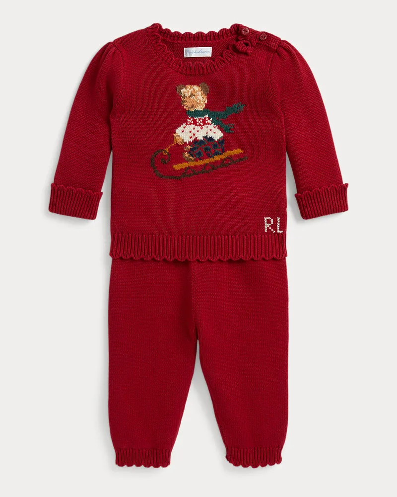 Ralph Lauren Pullover mit Polo Bear und Hose Red