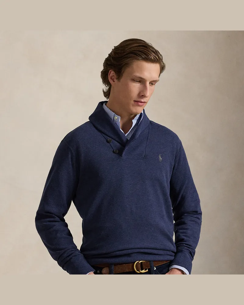 Ralph Lauren Luxus-Jerseypullover mit Schalkragen Blue
