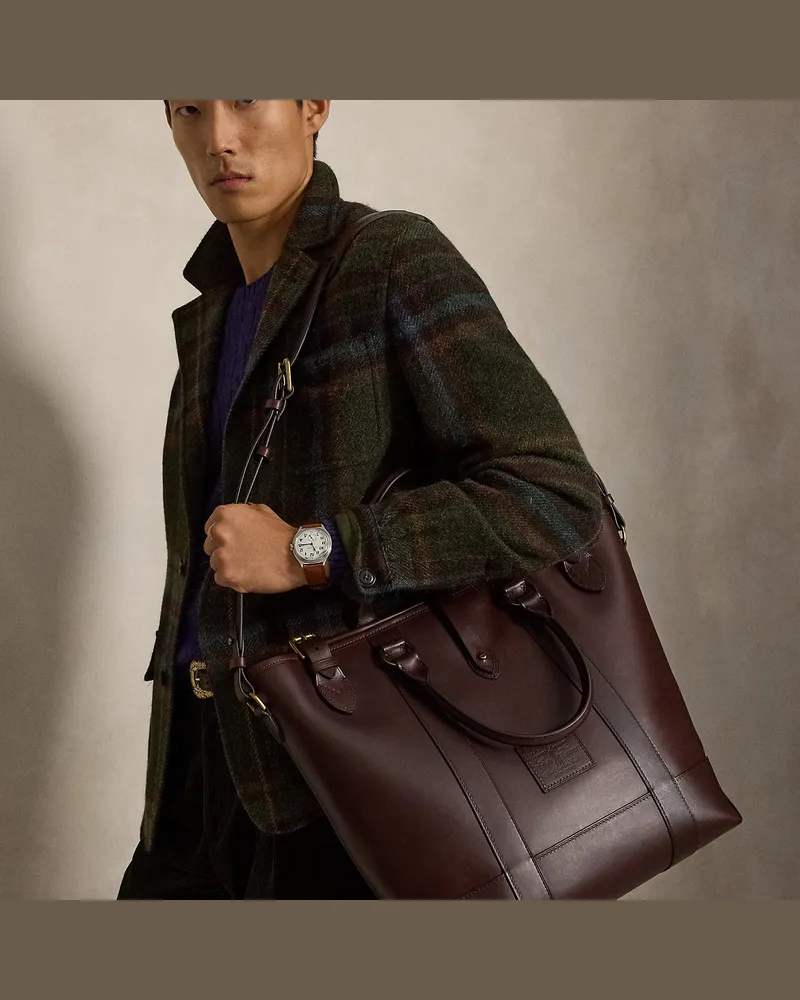 Ralph Lauren Mittelgroße Leder-Tragetasche Heritage Brown