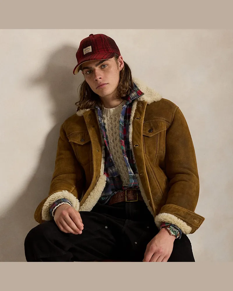 Ralph Lauren Truckerjacke aus Lammfell Brown