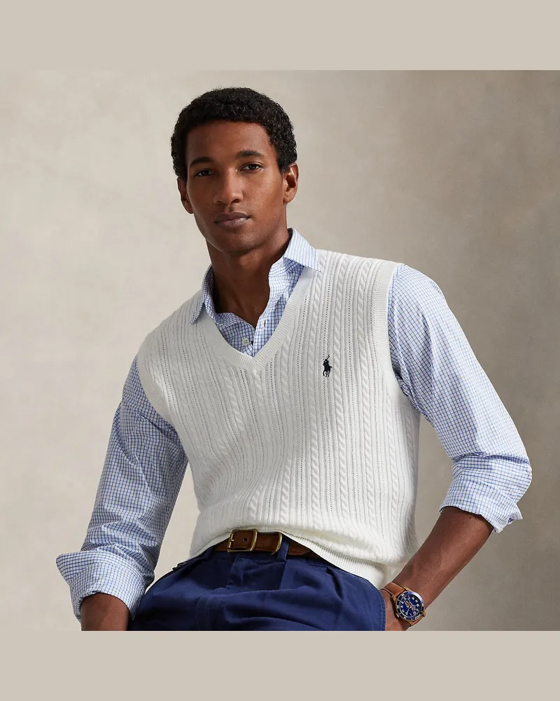 Ralph Lauren Baumwollpullunder mit Zopfmuster White