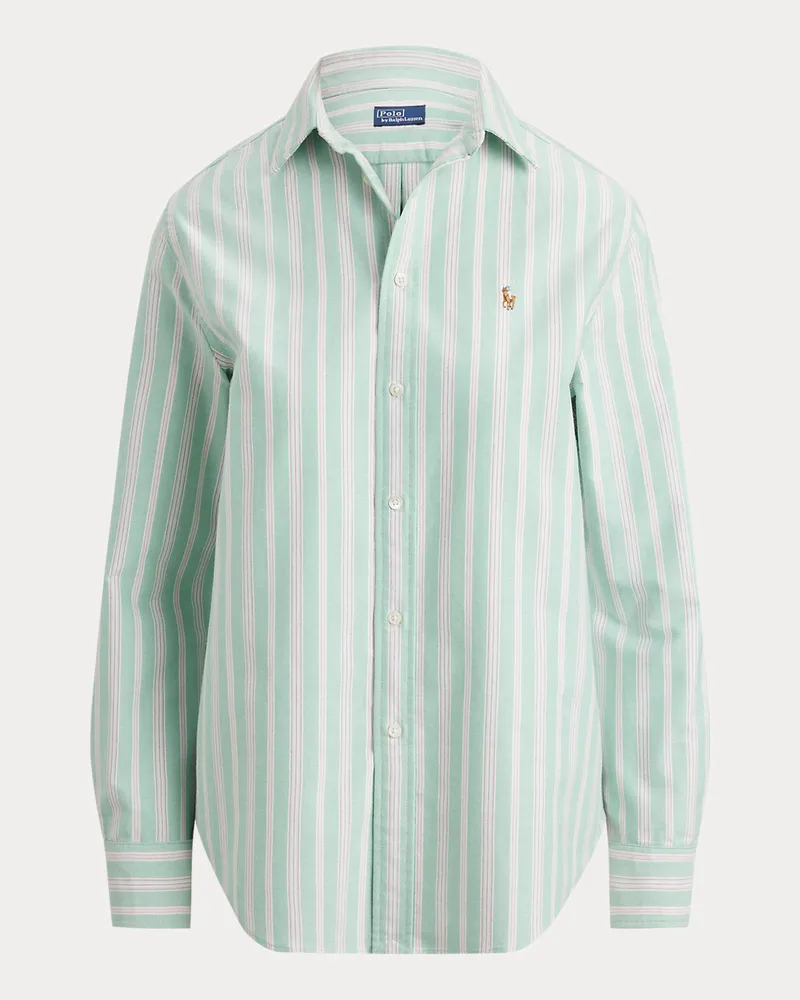 Ralph Lauren Gestreiftes Baumwoll-Oxfordhemd Green