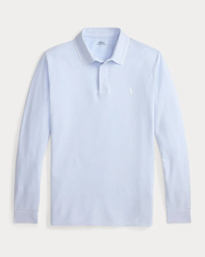 Ralph Lauren Custom-Slim-Fit Oxford-Piqué-Poloshirt Blue