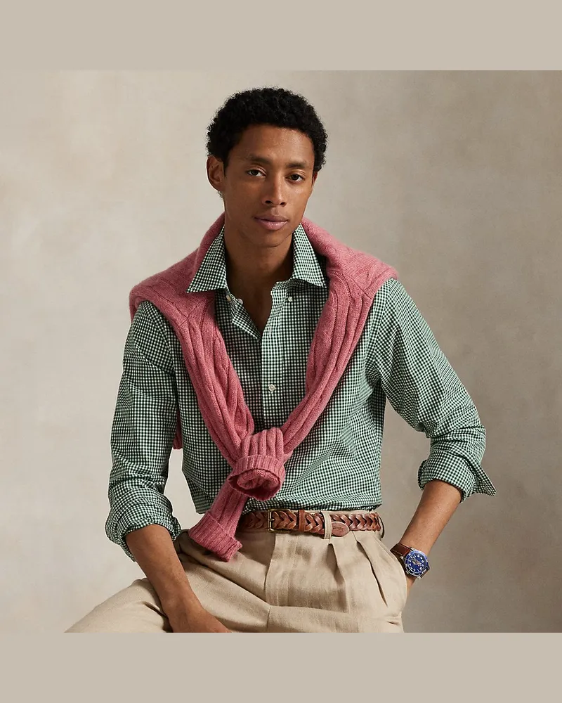 Ralph Lauren Custom-Fit Hemd aus Stretchpopeline Green